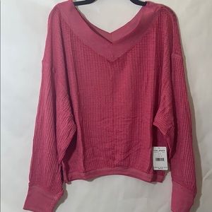 Free People Pink V-Neck Blouse